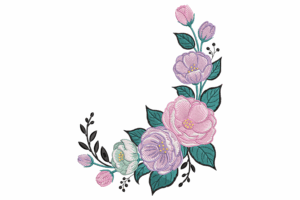 Romantic Corner Flower Embroidery Design