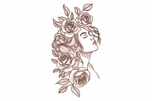 Rose Hairstyle Woman Embroidery Design