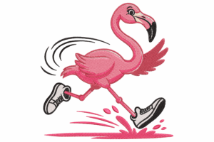 Running Flamingo Embroidery Design