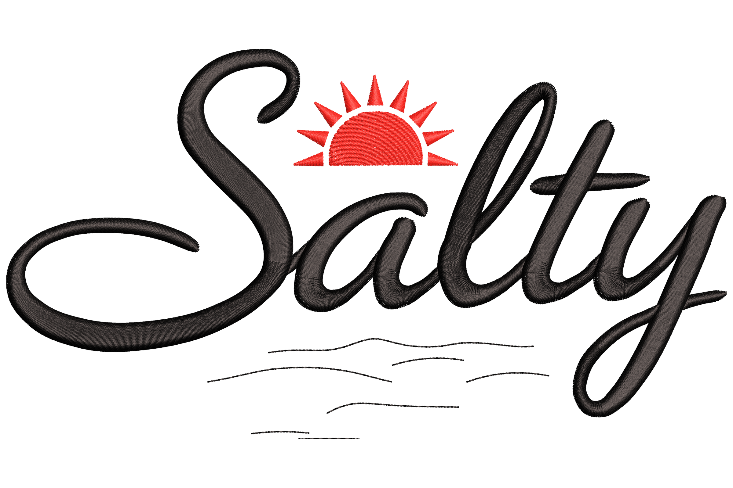 Salty with Sun and Waves Embroidery Design