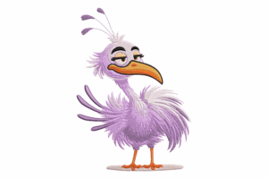 Sassy Purple Cartoon Bird Embroidery Design