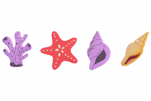 Sea Life Elements Embroidery Design