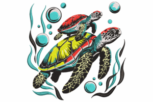 Sea Turtle Duo Embroidery Design