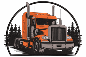 Semi-Truck Embroidery Design