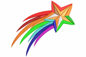 Shooting Star with Rainbow Trail Embroidery Design