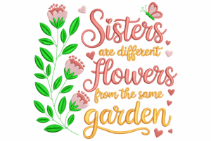 Sisters Quote Embroidery Design