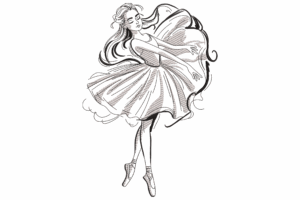 Sketch Style Ballet Dancer Embroidery Design