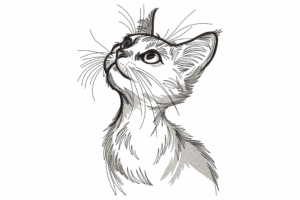 Sketched Cat Looking Up Embroidery Design