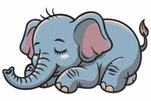 Sleeping Baby Elephant Embroidery Design