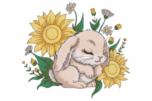 Sleeping Bunny Embroidery Design