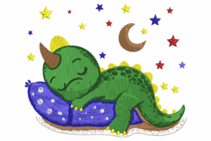 Sleeping Dinosaur Embroidery Design