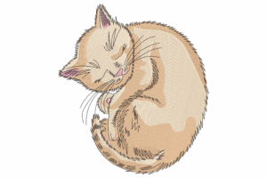 Sleeping Kitty Embroidery Design