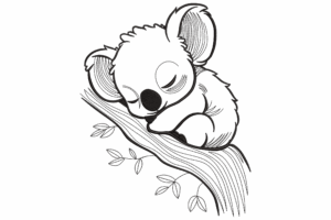 Sleeping Koala on Tree Embroidery Design