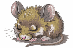 Sleeping Mouse Embroidery Design