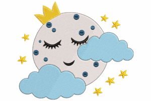 Sleepy Moon Princess Embroidery Design