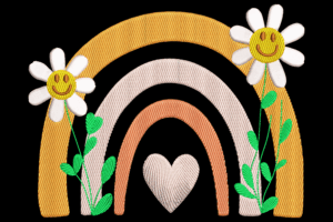 Smiley Daisy Rainbow Embroidery Design