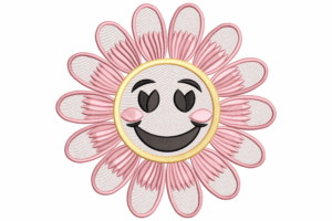 Smiley Face Flower Embroidery Design