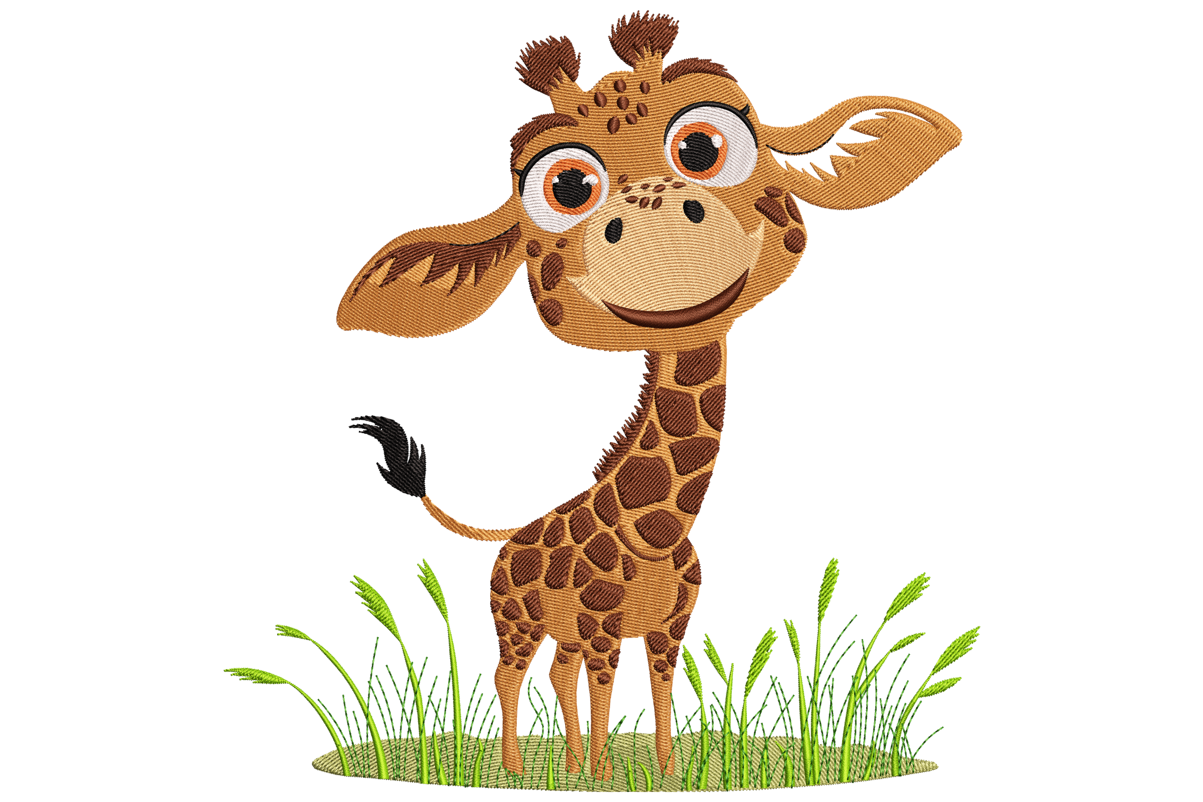 Smiling Baby Giraffe Embroidery Design