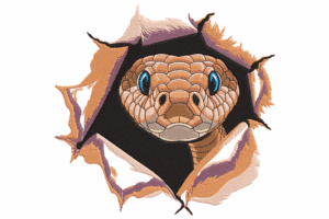 Snake Peeking Through Embroidery Design