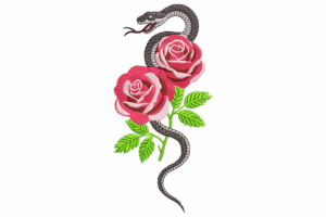 Snake and Rose Embroidery Design