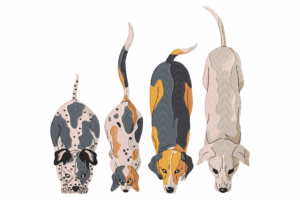 Sniffing Dogs Embroidery Design