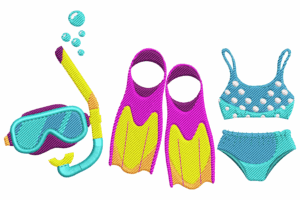 Snorkel and Swim Gear Embroidery Design