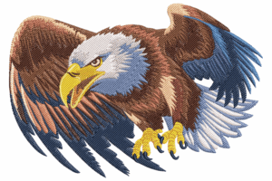 Soaring Bald Eagle Embroidery Design