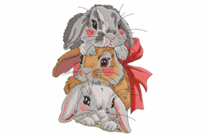 Stacked Bunnies Embroidery Design