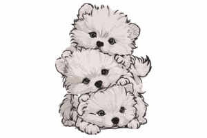 Stacked Puppies Embroidery Design