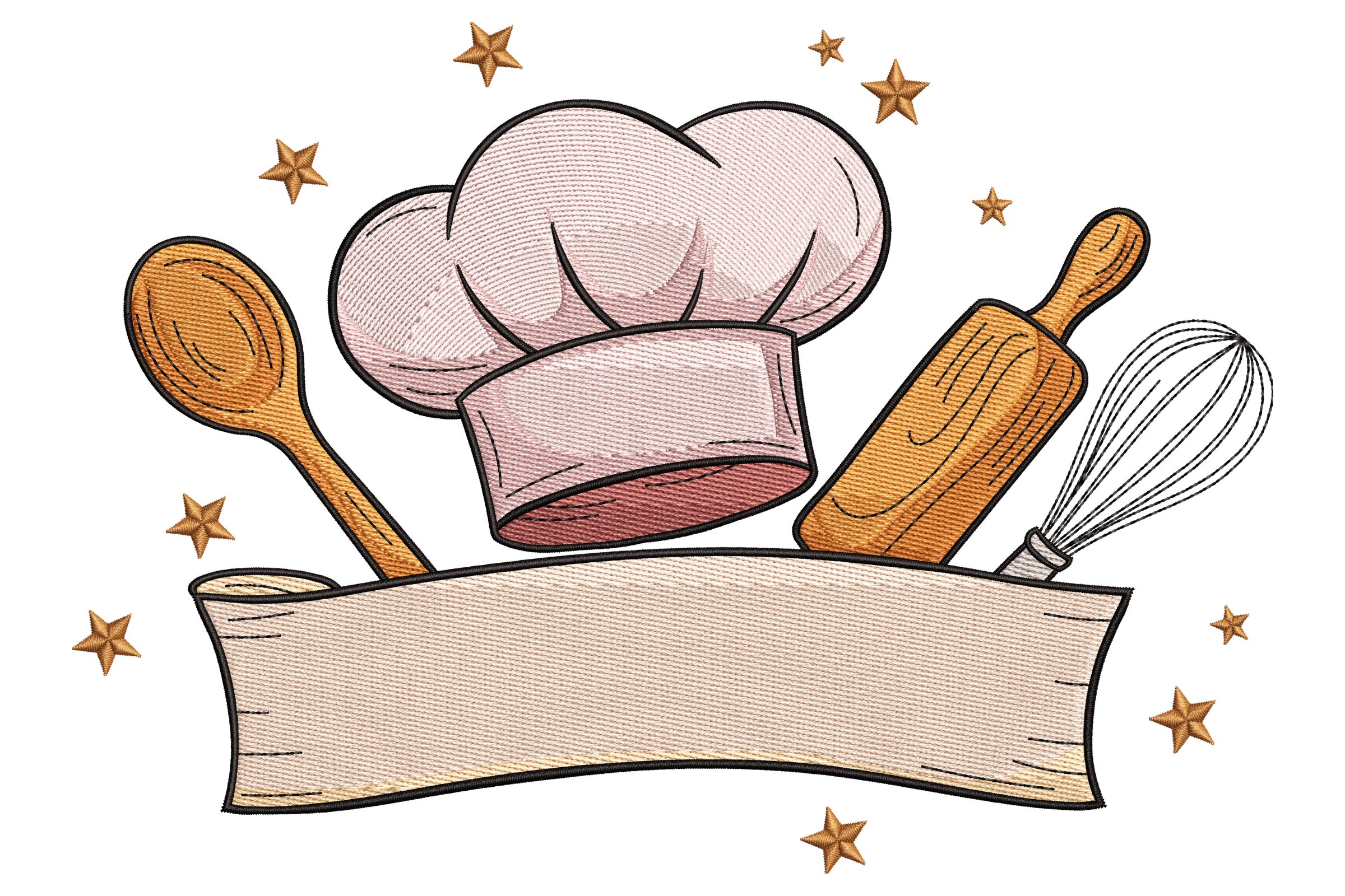 Chef Hat and Kitchen Tools Embroidery Design