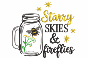 Starry Skies and Fireflies Embroidery Design