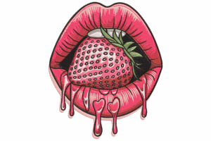 Strawberry Lips Embroidery Design