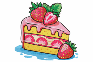 Strawberry Shortcake Slice Embroidery Design