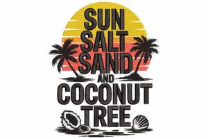 Sun Salt Sand and Coconut Tree Embroidery Design