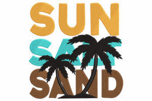 Sun Sand Surf Embroidery Design