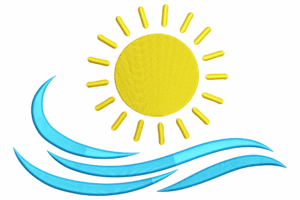 Sun and Sea Waves Embroidery Design
