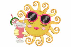 Sun with Sunglasses Embroidery Design