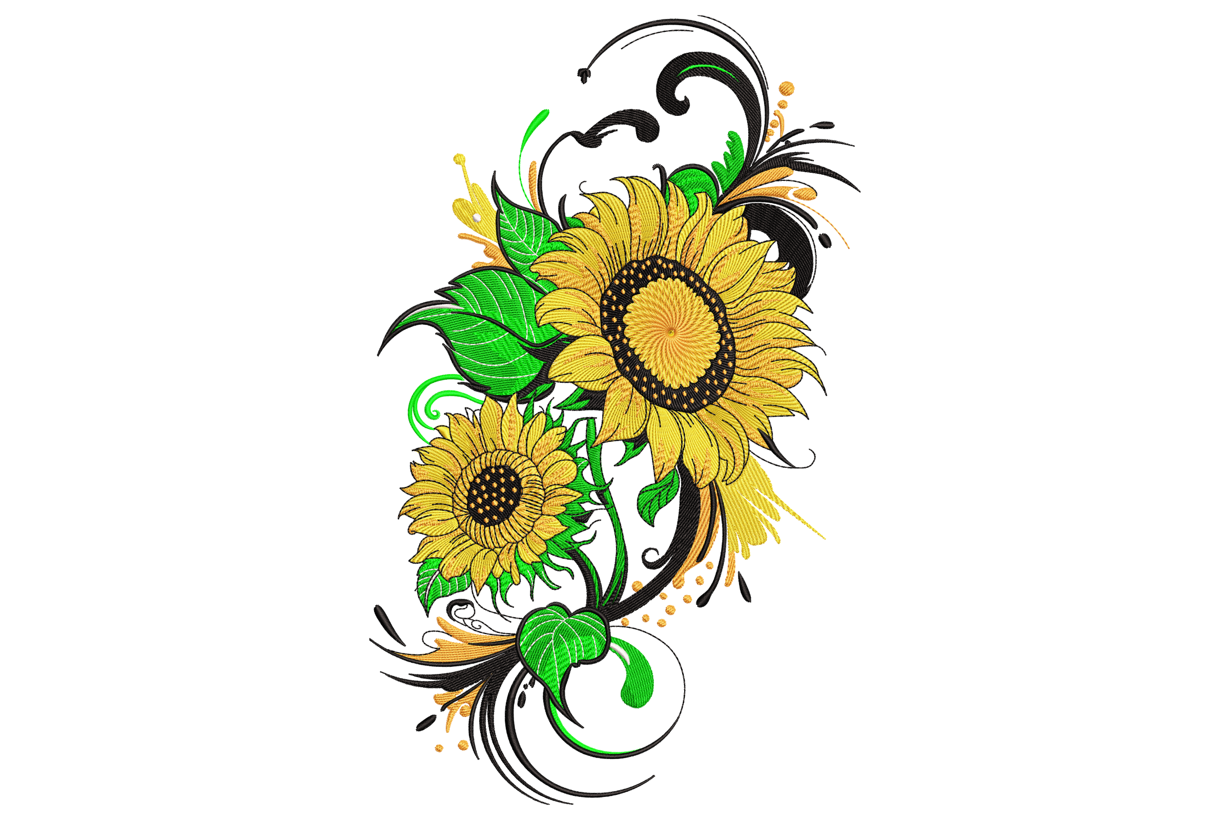 Sunflower Swirl Embroidery Design
