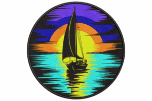Sunset Sailboat Embroidery Design