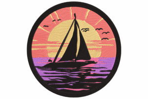 Sunset Sailboat Scene Machine Embroidery Design