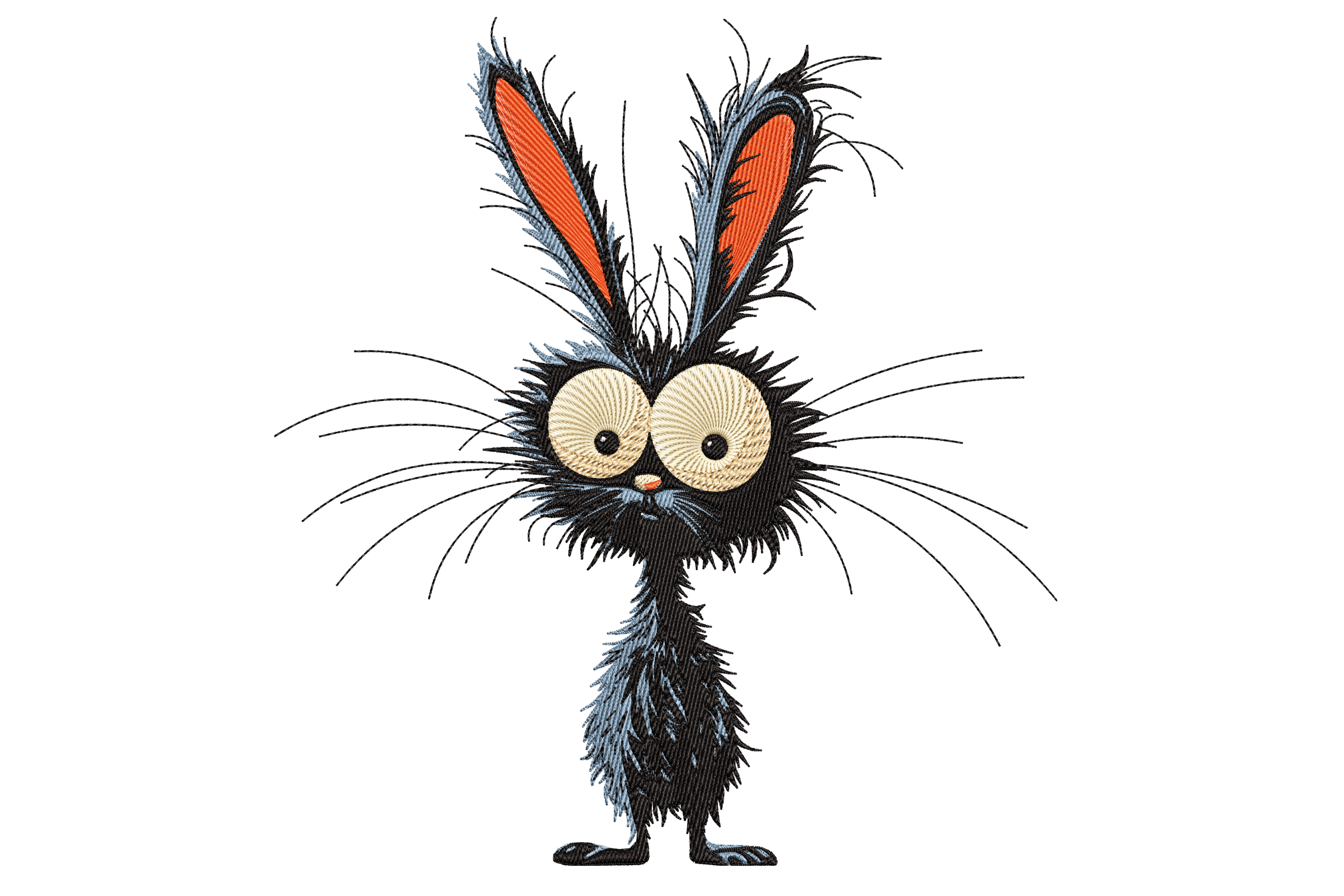 Surprised Black Bunny Embroidery Design