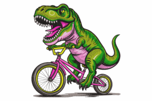 T-Rex on Bicycle Embroidery Design