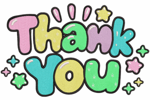 Thank You Colorful Letters Embroidery Design