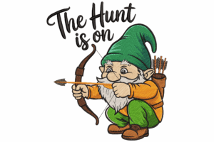 The Hunt is On Gnome Embroidery Design