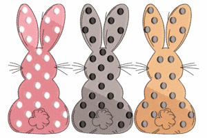 Three Colorful Bunny Silhouette Embroidery Design