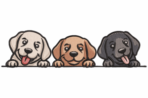 Three Labrador Puppies Embroidery Design