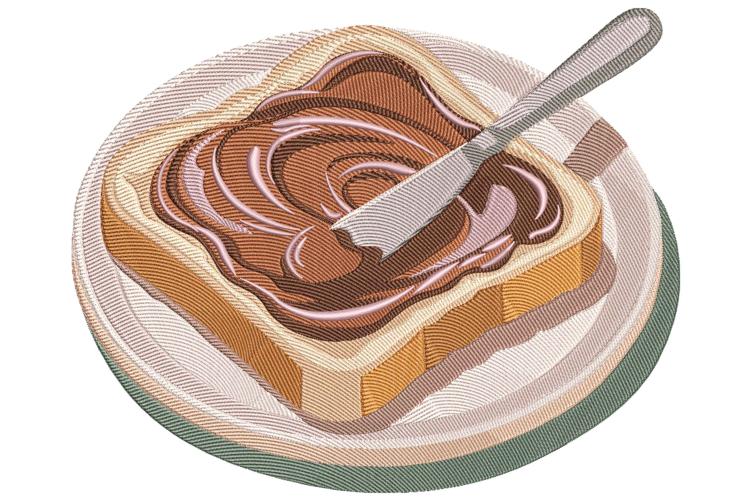 Toast with Chocolate Spread Embroidery Design