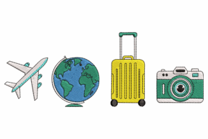 Travel Icons Embroidery Design