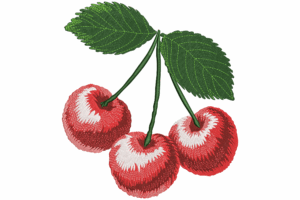 Triple Cherry Fruit Embroidery Design