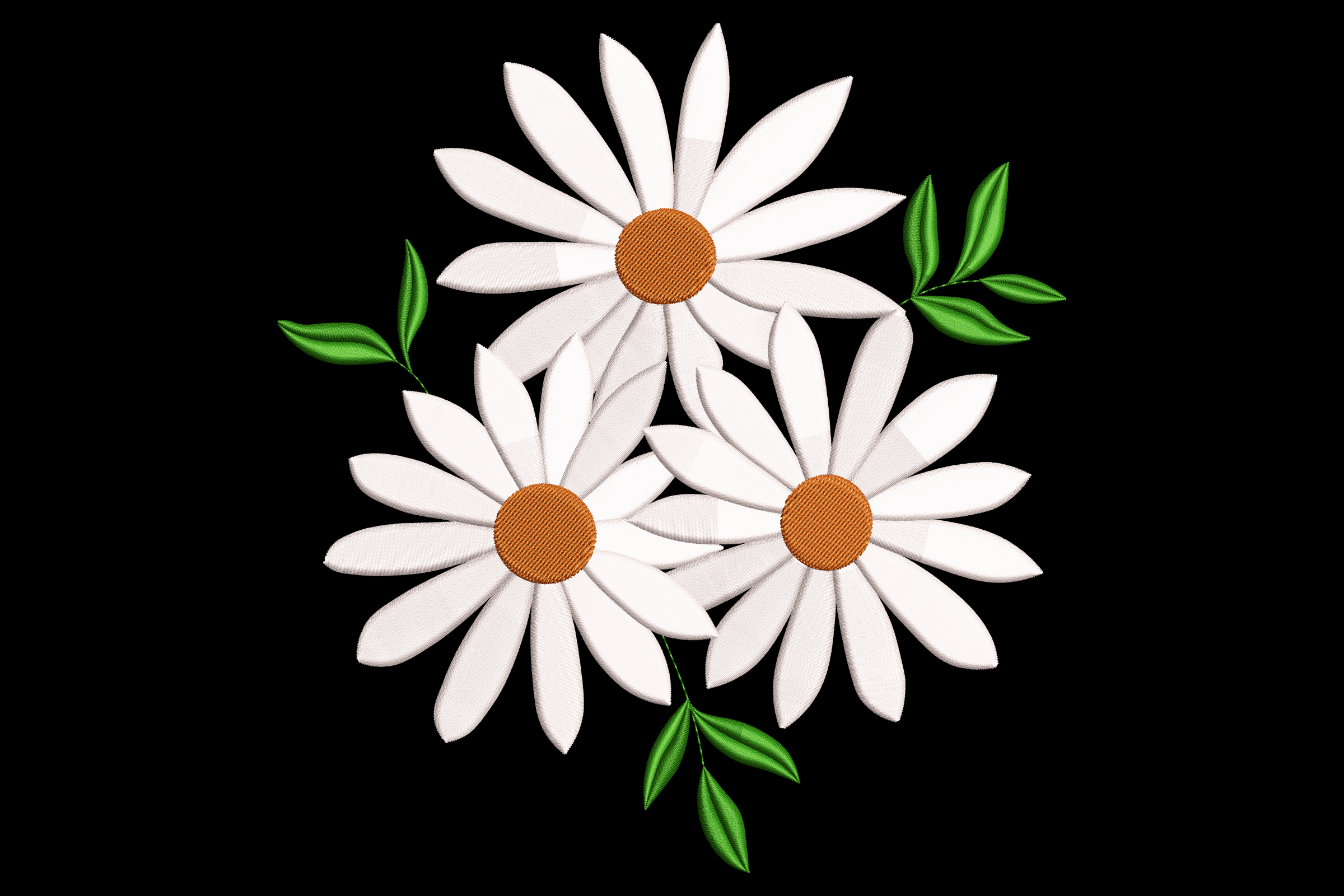 Triple Daisy Flower Embroidery Design
